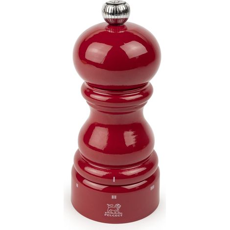 PEUGEOT - Macinapepe Paris u'Select da 12 cm - 6 impostazioni di macinazione predefinite - Realizzato in legno certificato PEFC - Made in France - Colore rosso passione lucido (1/5)