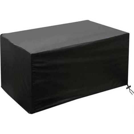 Housse de protection pour mobilier de jardin - 160 x 160 x 80 cm - Tissu Oxford 420D - Respirante - Imperméable - Noire - Rectangulaire - Coupe-vent - Résistante aux UV - Résistante aux déchirures (1/5)
