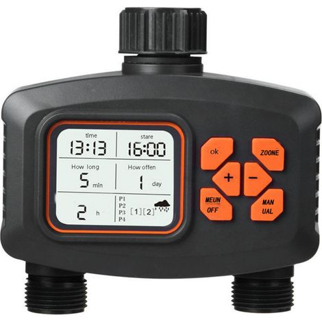 Minuterie D Arrosage - 2 Sorties - Etanche - Avec Capteur De Pluie - Pour Jardin Extérieur - 1 Unite