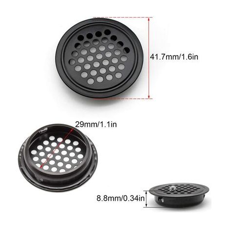 Lot de 8 grilles d'aération rondes en acier inoxydable de 35 mm, orifice d'aération plat pour cuisine, salle de bain, placard, bibliothèque et armoire. (1/5)