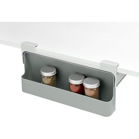Étagère de rangement sous meuble, étagère à épices, étagère de rangement pour armoire, gain de place, en plastique (bouteilles d'épices non incluses) (1/5)