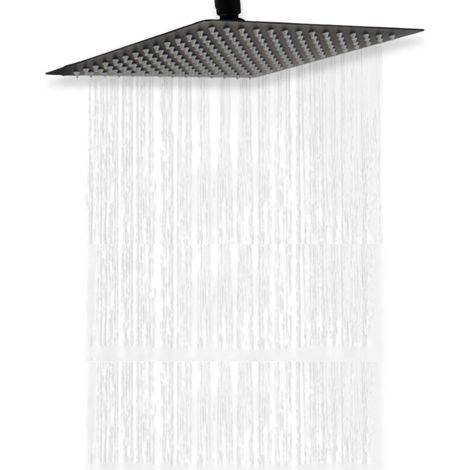 Tête de douche carrée en ABS noire 25cm