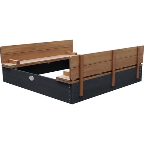 AXI – Bac à sable enfant 120 x 120 cm en bois FSC hemlock – Avec couvercle et bancs intégrés – Résistant aux intempéries