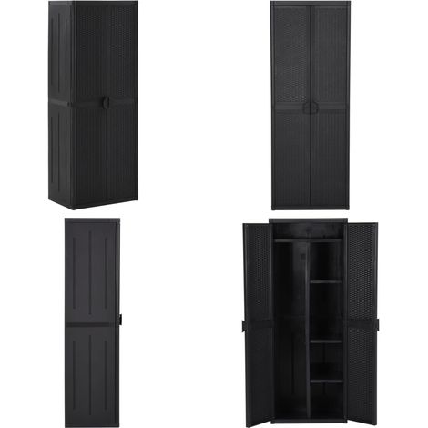 Armadio da Giardino Nero 65x45x172 cm in Rattan PP - Armadio in rattan - Armadio in PP