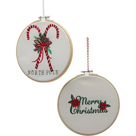 Medaglione rotondo con ricamo per addobbi natalizi da appendere, diametro 19 cm -Merry Christmas (1/5)
