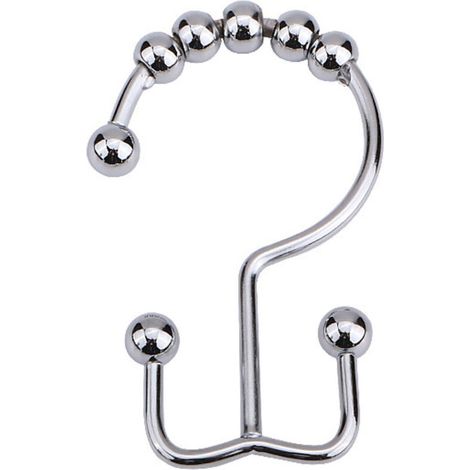 12 PièCes Anneaux De Rideau De Douche Anneau De Rideau De Douche à Double Crochet Acier Inoxydable pour Rideaux De Douche (Argent) (1/5)