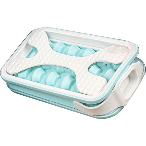 Moule à glaçons maison, bac à glaçons portable en silicone avec couvercle, bleu ciel, compatible avec les aliments (1/5)