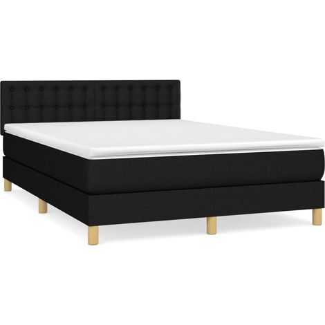 Maison Exclusive - Cama box spring con colchón tela negro 140x190 (1/5)