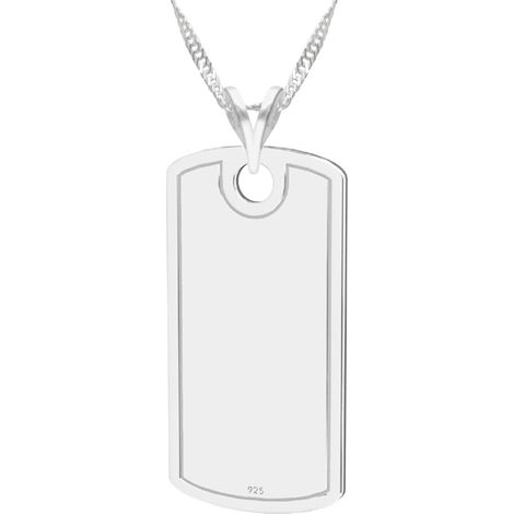Silberne Halskette mit Hundemarke, Hundemarke, 925er Silber