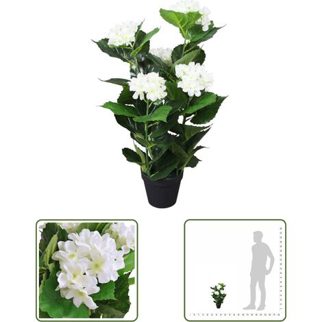 The Living Store Plante hortensia artificielle avec pot 60 cm Blanc - Plante Artificielle - Hortensia - Fleur Artificielle - Décoration Intérieure - Plante Verte (1/3)