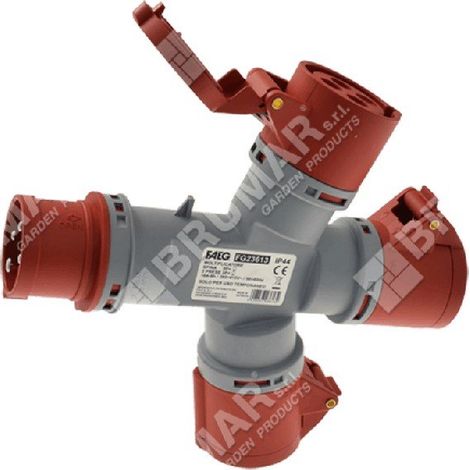 Adattatore spina CEE 6H con 3 prese 3P+T COMPATIBILE - 052351