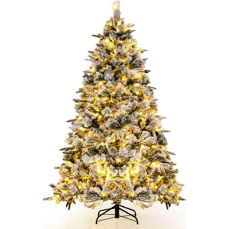 Albero di natale artificiale da 180 cm con neve e 250 luci led