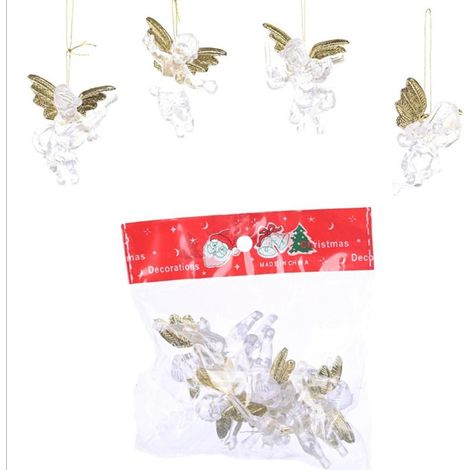 Décorations de Noël, ornements d'anges transparents, décorations pour sapin de Noël, pendentifs d'anges transparents, taille unique. (1/5)