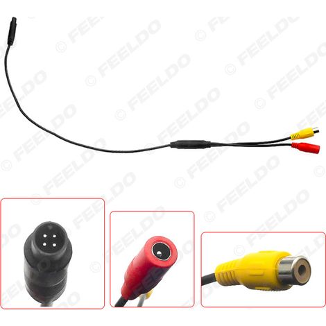 Câble de conversion vidéo pour voiture, adaptateur de câble vidéo pour caméra de recul 4 broches vers CVBS (connecteur RCA lotus).