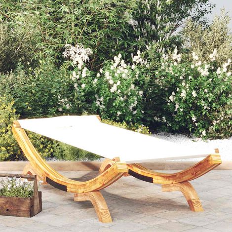 Lit de repos extérieur - Fauteuil Relax pour Jardin Balcon Camping 100x188,5x44 cm Bois courbé massif Crème BonneVie-79665 (1/5)
