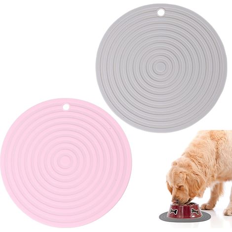Lot de 2 tapis de gamelle pour chien, portables, antidérapants, en silicone, imperméables et antidérapants (1/5)