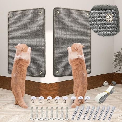 Lot de 2 Protections Anti-Rayures pour Chat - Tapis griffoir en sisal pour canapé et Meubles - Protection Anti-Rayures de Porte - 60 × 40 cm (Gris) (1/5)
