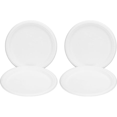 100 assiettes ovales jetables en papier blanc de 25 cm (10 pouces), compostables, compatibles micro-ondes et congélateur. (1/5)