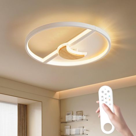 Plafonnier dimmable LED télécommande veilleuse moderne blanc - 40W 40cm 300K à 6500K forme d'lune - salon chambre d'enfant salle à manger cuisine (1/5)
