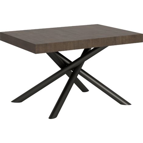 Table extensible design pieds arrondis entrelacés anthracite Zeus 120 à 224 cm 2 rallonges épaisses-Marron-2 rallonges épaisses-120 à 224 cm (1/5)