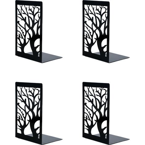 Fermalibri, 4 pezzi (2 paia) in elegante design a forma di albero, base antiscivolo, struttura robusta, ideale per scrivanie, scaffali e decorazioni per ambienti di lavoro
