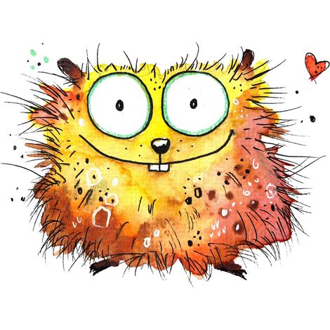 Tableau enfant hamster rouge & jaune | Tableau animaux idéal chambre bébé | Tableau sur toile original pour chambre fille 0,7 x 0,5 m (1/2)