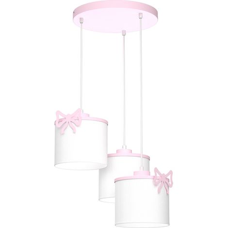 Suspension Luminex Sweet blanche 3 abat-jour roses E27