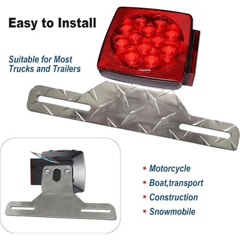 Support de plaque d'immatriculation universel pour remorque - support robuste en aluminium pour camions, remorques, caravanes, bateaux, 1 paquet avec vis de fixation et capuchons. (1/4)