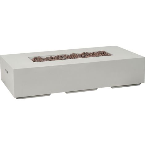Brasero 143 x 71 cm calentador de propano para patio rectangular gris claro Pavo II