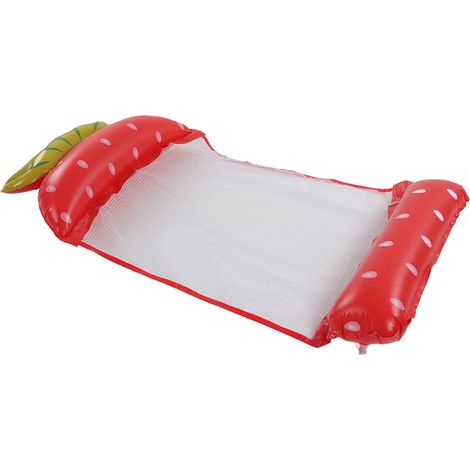 Hamac gonflable aquatique, matelas flottant multifonctionnel, accessoire de piscine, motif fraise (1/5)