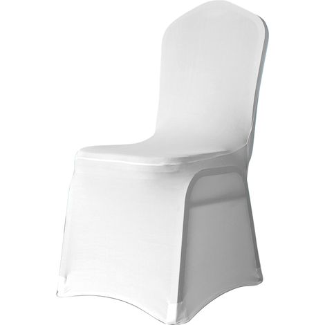 Shop Housse de Chaise Blanche en Spandex, Housses Plates, Tissu Extensible, Housse de Protection Amovible et Lavable pour Mariages (1/5)