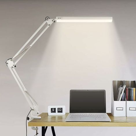 Lampe de Bureau LED, Lampe de Table Architecte Pliable avec Pince, 10 Niveaux de Luminosité X 3 Modes de Couleur, Lampe de table Réglable, Protection des Yeux, 5V/2A CE Adaptateur Incluse (1/5)