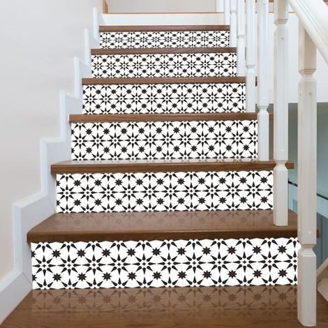 6 planches d'autocollants, adaptées aux escaliers, crédences, briques, rampes d'escalier, imperméables, autocollants décoratifs amovibles pour escaliers, autocollants familiaux. (1/4)