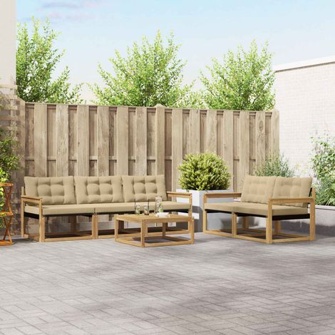 vidaXL Outdoor-Sofagarnitur 6 pcs Weiß und Beige 79 x 79 x 37 cm (1/5)