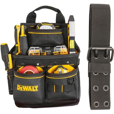 Dewalt DWST40201-1 Nail Pouch With Belt Hi-Vis Fabric Hammer Loops + 13 Pocket