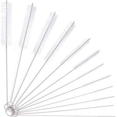 12pcs Tube Brosse de Nettoyage, Brosse de Nettoyage Tube pour Bouteille en Verre Bébé Biberon Bouilloire Clavier, Tuyau Brosses de Nettoyage (1/4)