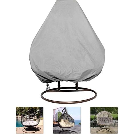 JSSEVN - Garden Rattan Wicker Hanging Chair Waterproof Furniture Cover (Gray) - Protective Cover for Egg Chair - 210D Oxford Polyester PVC Coating (1/5)