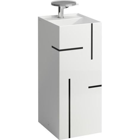 Lavabo KARTELL 375 x 435 x 900 mm, sur pied, sans couvercle, avec lignes noires LAUFEN