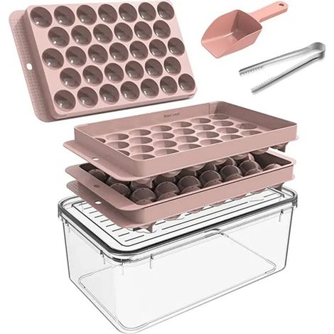 Bac à glaçons sphériques avec couvercle pour réaliser des boules de glace pour boissons et cocktails - Crezuo