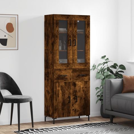 Highboard Räuchereiche 69,5x34x180 cm Holzwerkstoff (1/5)