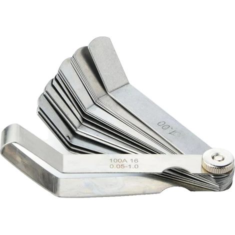 Calibrador de galgas, 16 hojas, herramienta de medición descentrada, 0,05-1 mm (1/2)