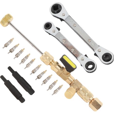 Outil dépose noyau valve HVAC – Kit installation avec 2 clés cliquet 10 noyaux tige adaptateur, climatisation (1/5)