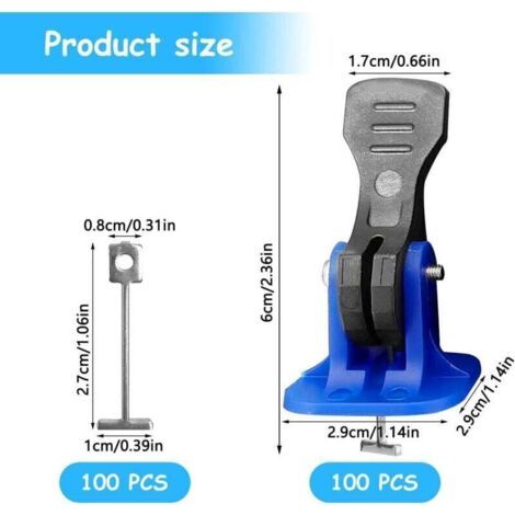 NALOOKAMIC  100 Pièces cale nivellement carrelage, kit de système de nivellement de carrelage, avec 100 Aiguilles en Acier Rechange, pour Pose de Carrelage Sol et Mur-bleu