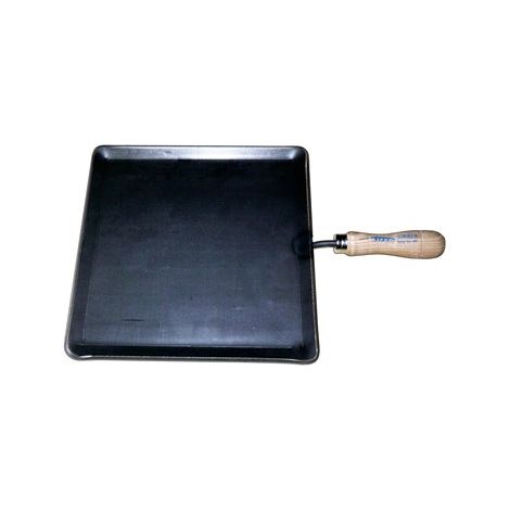 FPLUS plancha asar acero 4 mm con 1 mango de madera 25 x 20 , plancha asar acero 4 mm con 1 mango de madera 25 x 20