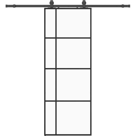 Maison Exclusive - Schiebetür mit Beschlag Schwarz 76x205 cm ESG-