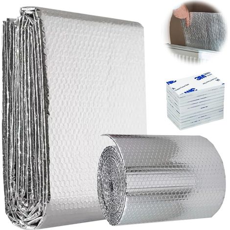 Feuille Réflecteur de Radiateur, Isolant Thermique 5M x 0,6m x 3,5mm, Réflecteur Radiateur, Isolant Thermique en Film Aluminisé, Rouleau isolant thermique pour la rétention de chaleur (1/5)