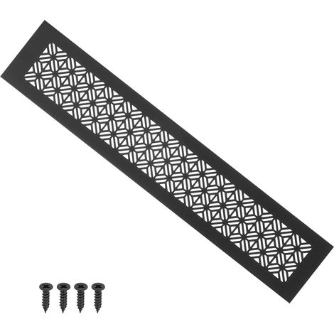 Grille Ventilation 400 x 80 mm, Grille D'aération De Porte, Grille De Ventilation, Grille de ventilation en aluminium,Avec Vis De Montage Pour Cabinet Armoire Porte, Noir (1/5)