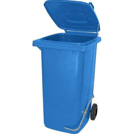BRB 120 Liter Mülltonne/Müllgroßbehälter, mit Fußpedal für handfreie Bedienung (blau)