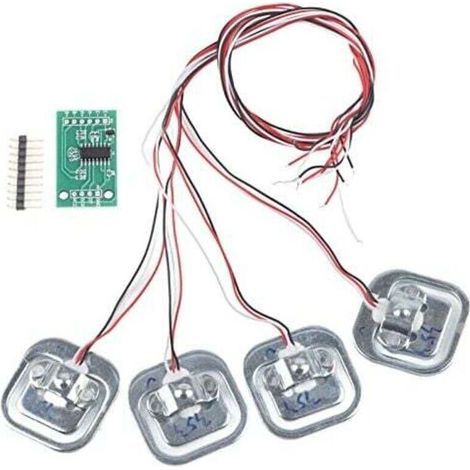 HX711 Module de Capteur de Pression Arduino, Jauge de Contrainte de Charge 50kg/100kg/200kg, 4 Pièces Kit de Capteurs de Pondération, Compatible avec Arduino DIY, 34 34mm A (1/4)