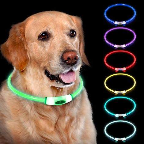 Collar luminoso para perro, recargable, 7 colores cambiantes, resistente al agua IP67, brilla en la oscuridad, hace que la mascota sea visible y segura para paseos nocturnos, al aire libre, camping, p (1/5)